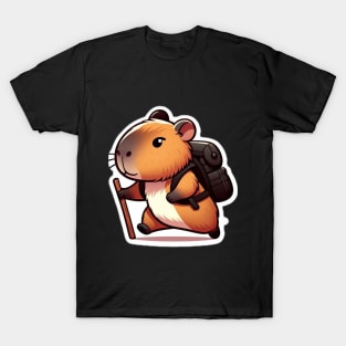 Cute capybara hiking funny T-Shirt